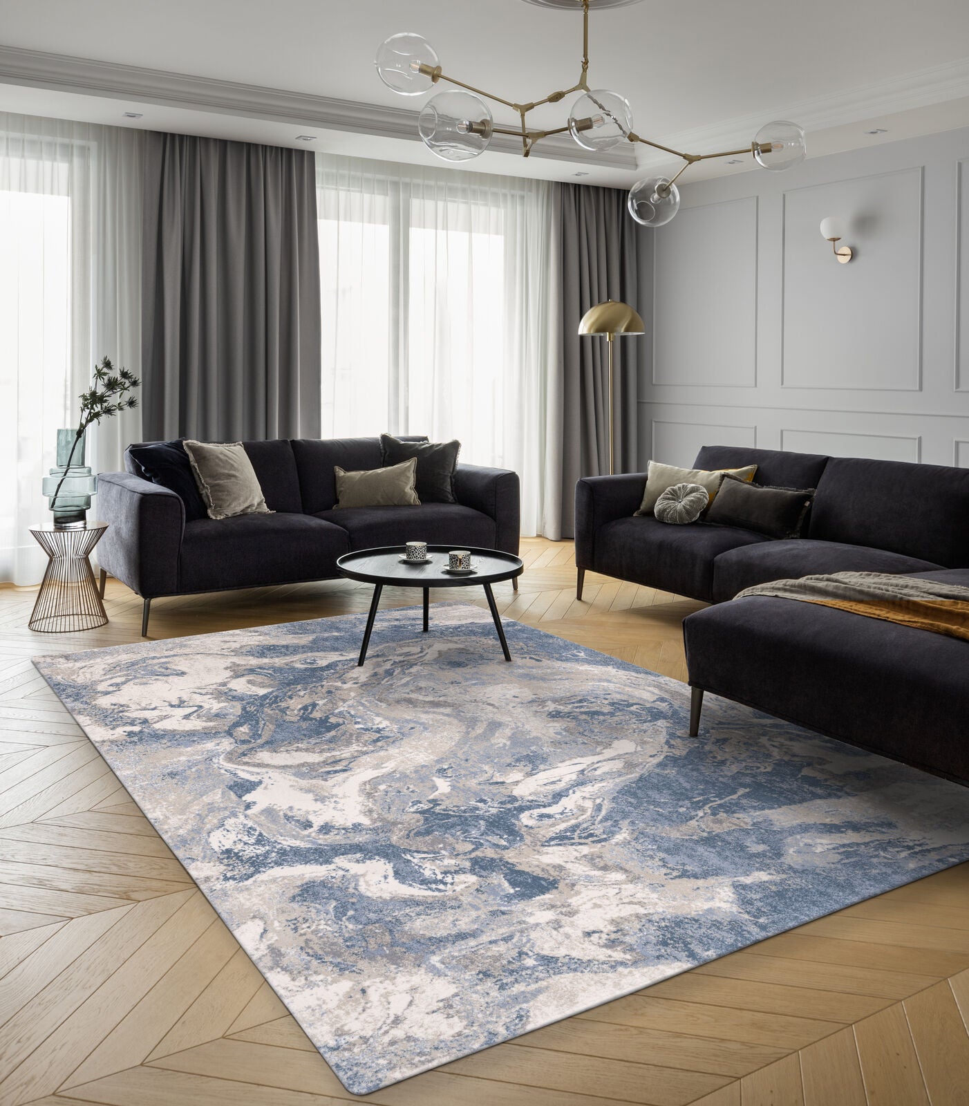 Agnella Rugs Calisia BAVI Light Blue - 100% New Zealand Wool - Free Delivery