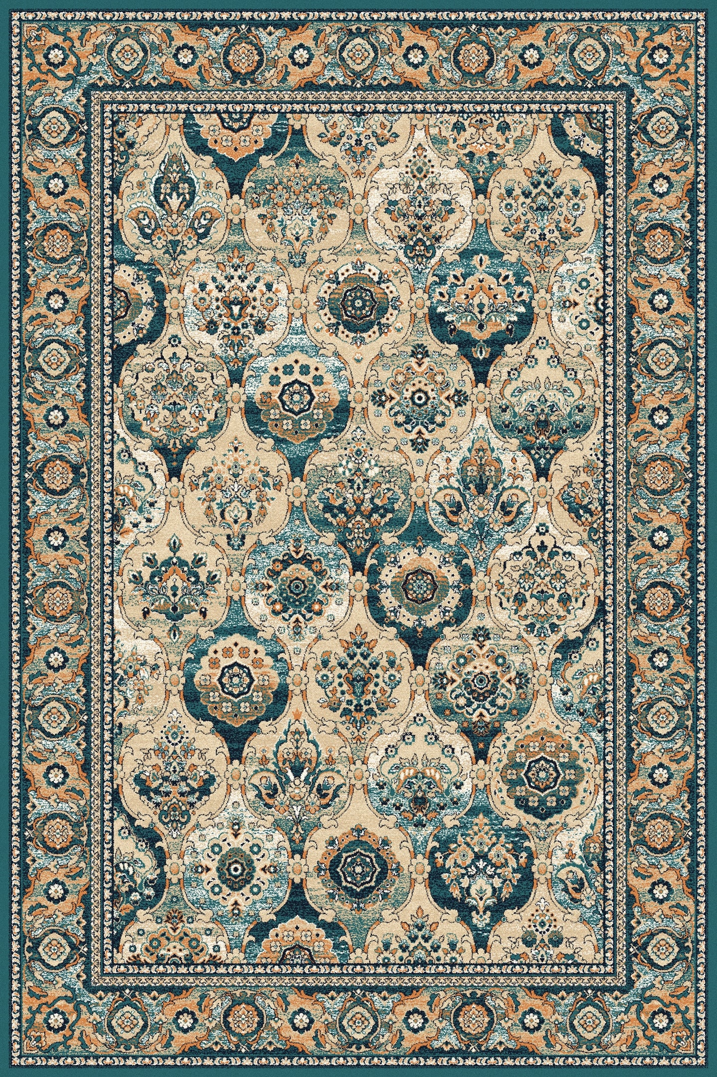 Agnella Isfahan FORENZA Emerald Rug measuring 133cm x 180cm with bound edging & Free Delivery. - £400.00