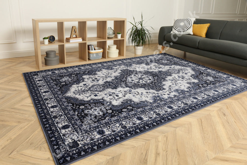 Agnella Rugs Isfahan ALMAS Dark Grey - 100% New Zealand Wool - Free Delivery