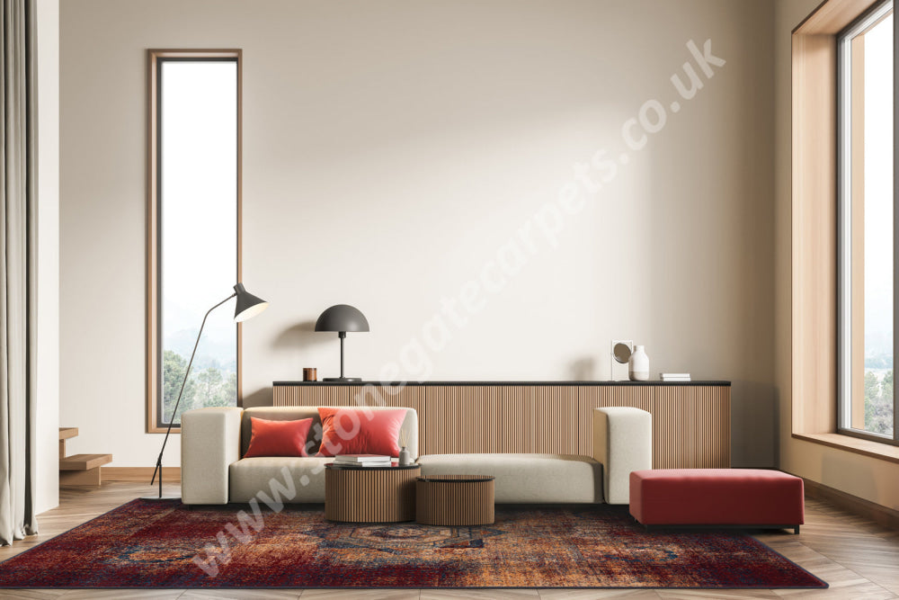 Agnella Rugs Isfahan BASZRA Dark Red - 100% New Zealand Wool - Free Delivery
