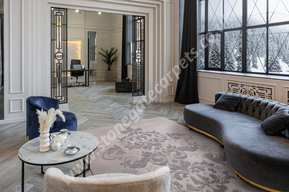 Agnella Rugs Opal MARYL Beige - Cut Pile with Carving - 100% New Zealand Wool - Free Delivery