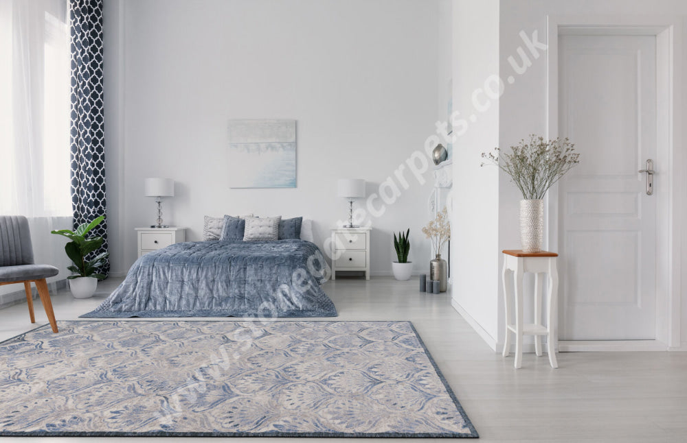 Agnella Rugs Regius MAISIE Blue - 100% Cut Pile New Zealand Wool - Free Delivery