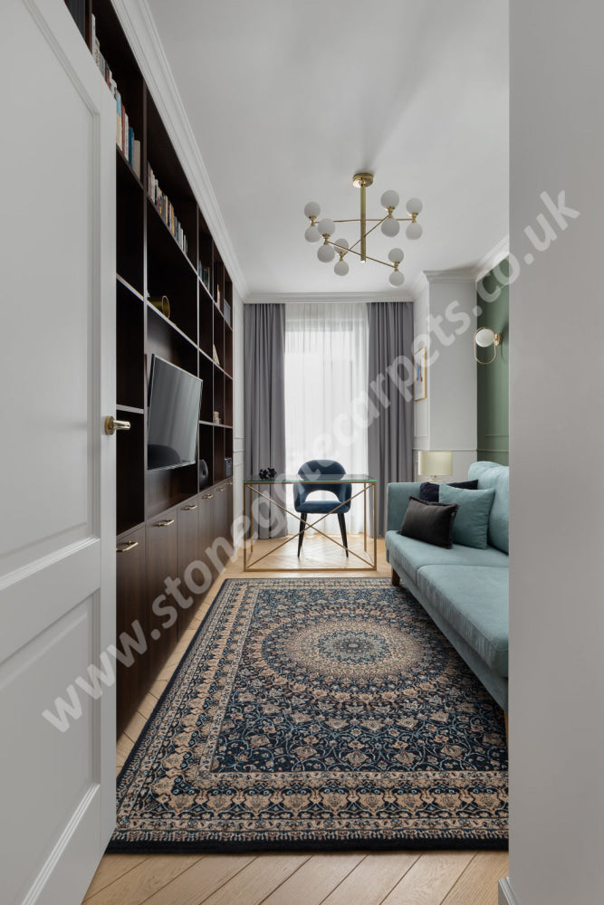 Agnella Rugs Agnus TRUBADUR Navy Blue - 100% New Zealand Wool - Free Delivery