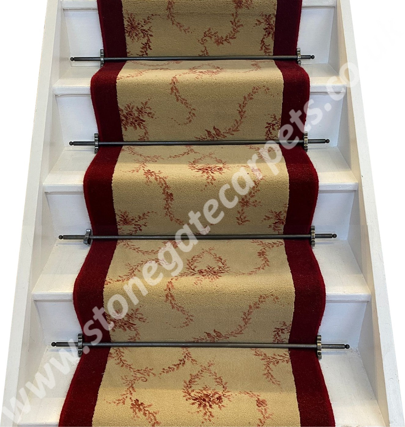 Brintons Carpets Classic Florals Papilon Rose & Ulster York Wilton Redcurrant Stair Runner (per linear metre)