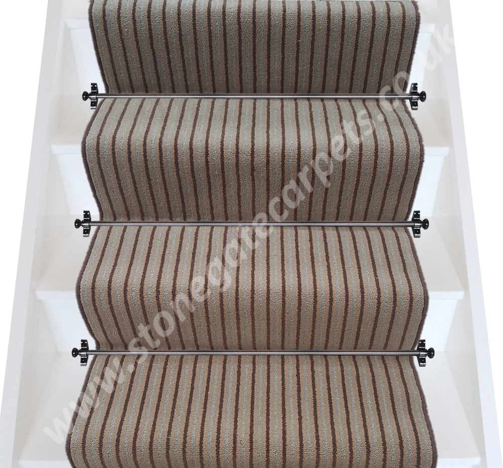 Brintons Carpets Stripes Collection Chocolate Bonbon Stair Runner (Per M)