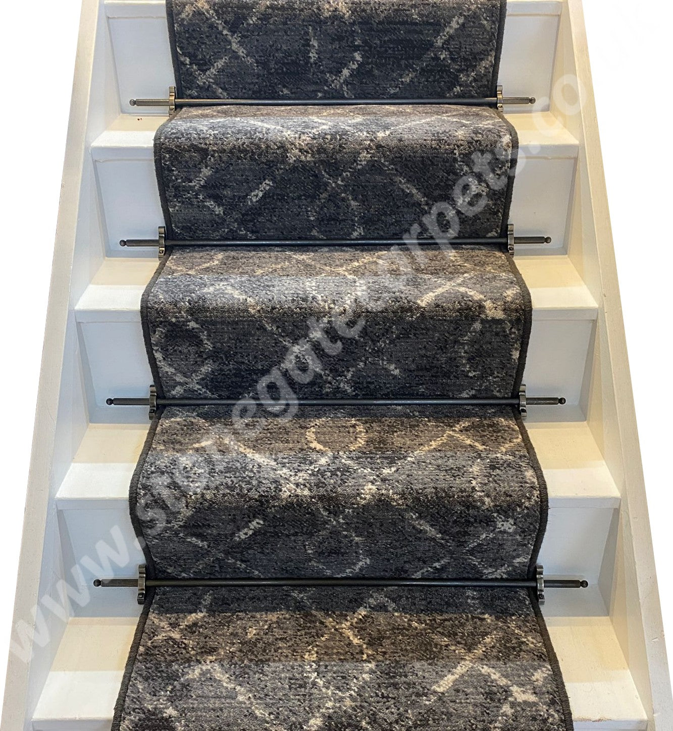Ulster Carpets Vescent Nexus Onyx Stair Runner with choice of adding bespoke border or overlocking colour (Per Linear Metre)