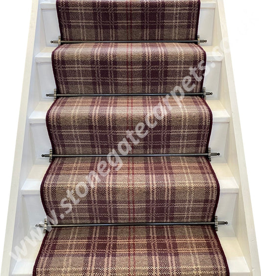 Ulster Carpets Braeburn Tayberry Stair Runner with choice of overlocking colour (per linear metre)