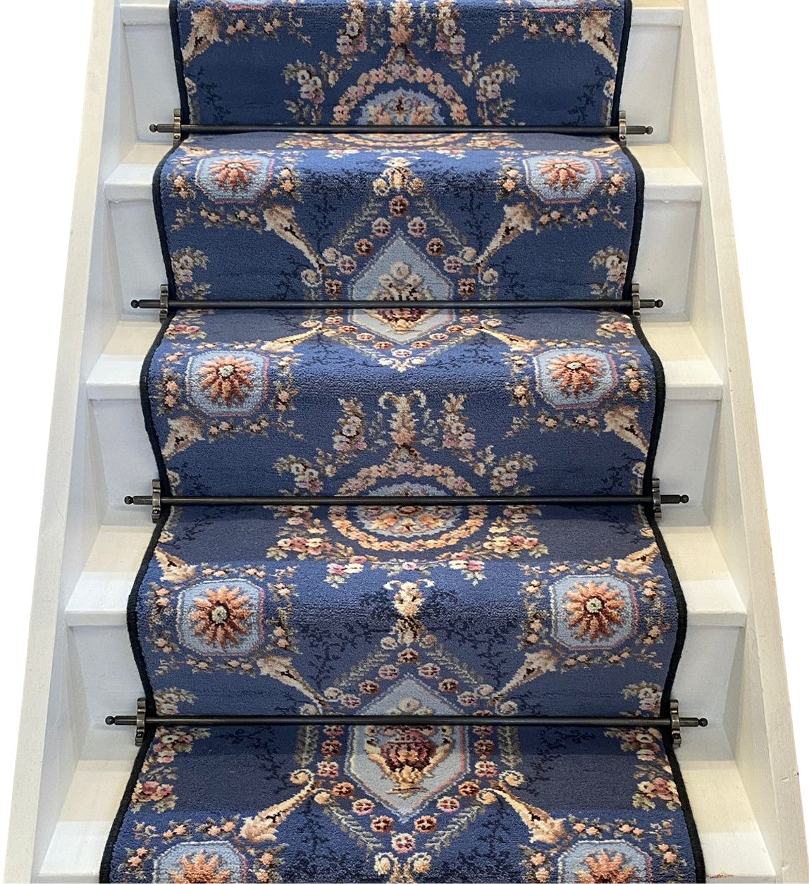 Ulster Carpets Glendun Blue Lorenzo Stair Runner with choice of adding bespoke border or overlocking colour (Per Linear Metre)