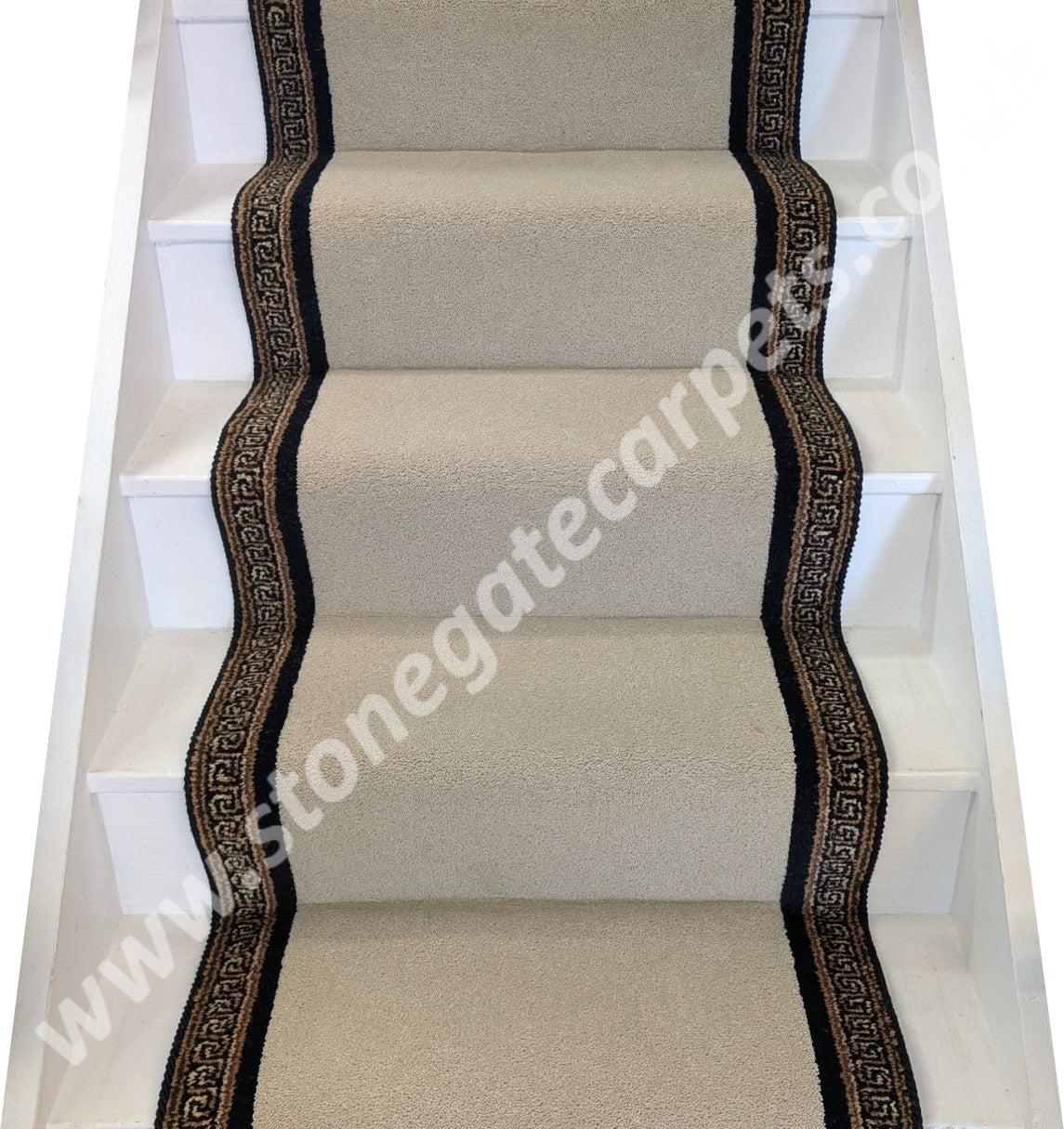 Ulster Carpets York Wilton Cotswold & Athenia Black Border With Black Spider Rope Stair Runner (Per Linear Metre)