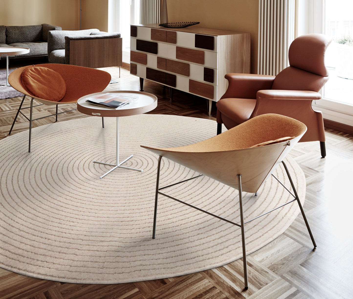 Agnella Rugs Noble RUTI Light Beige Circle - 100% Undyed British Wool - Free Delivery