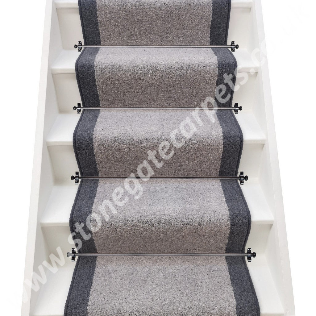 Brintons Carpets Bell Twist Chalk & Devonia Plains Discovery Grey Stair Runner (Per Linear Metre)