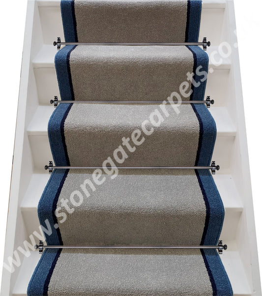 Brintons Carpets Bell Twist Steel, Atlantic Insert & Ionian (1½) Stair Runner (Per Linear Metre)