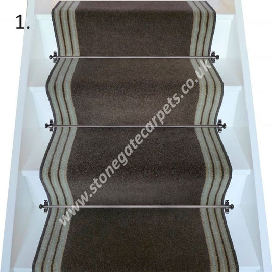 Brintons Carpets Bell Twist Moleskin and Chocolate Bonbon Stair Runner (per M)