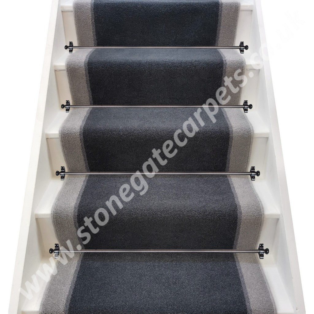 Brintons Carpets Bell Twist Slate, Flint & Laura Ashley Steel  Stair Runner (Per Linear Metre)