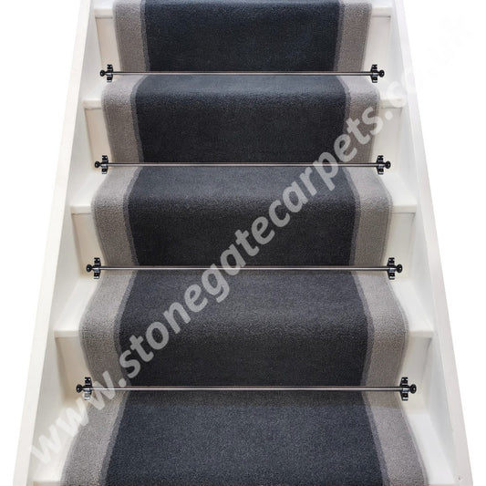 Brintons Carpets Bell Twist Slate, Flint & Laura Ashley Steel  Stair Runner (Per Linear Metre)