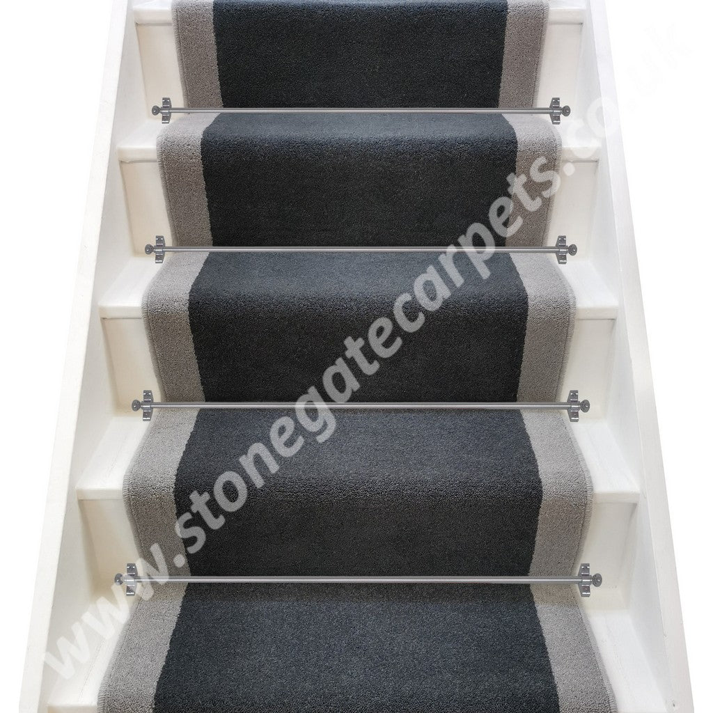 Brintons Carpets Bell Twist Slate & Laura Ashley Steel Stair Runner (Per Linear Metre)
