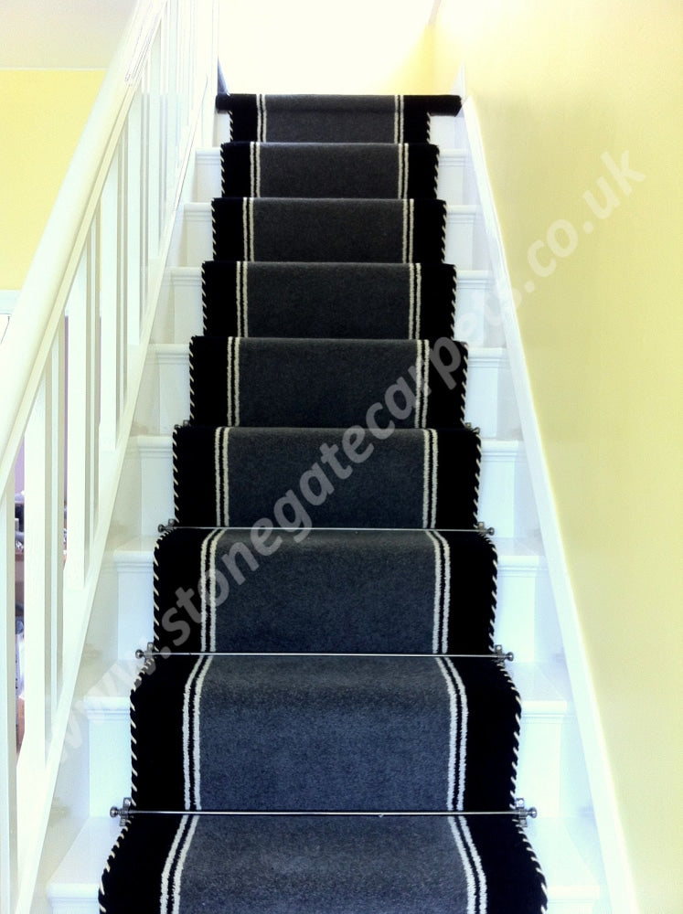Brintons Carpets Bell Twist Smoke Humbug & Black Stair Runner (Per M)