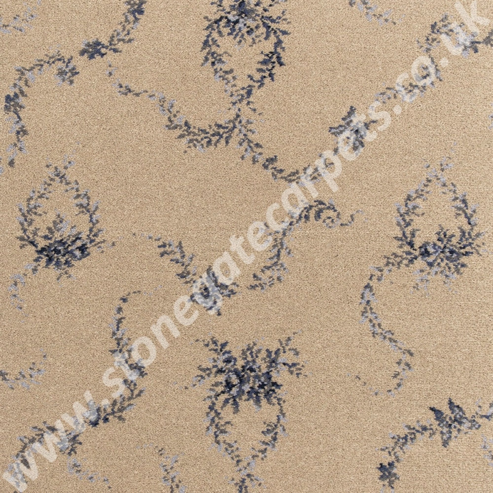Brintons Carpets Classic Florals Nouveau Toile Papillon Blue 3/50364