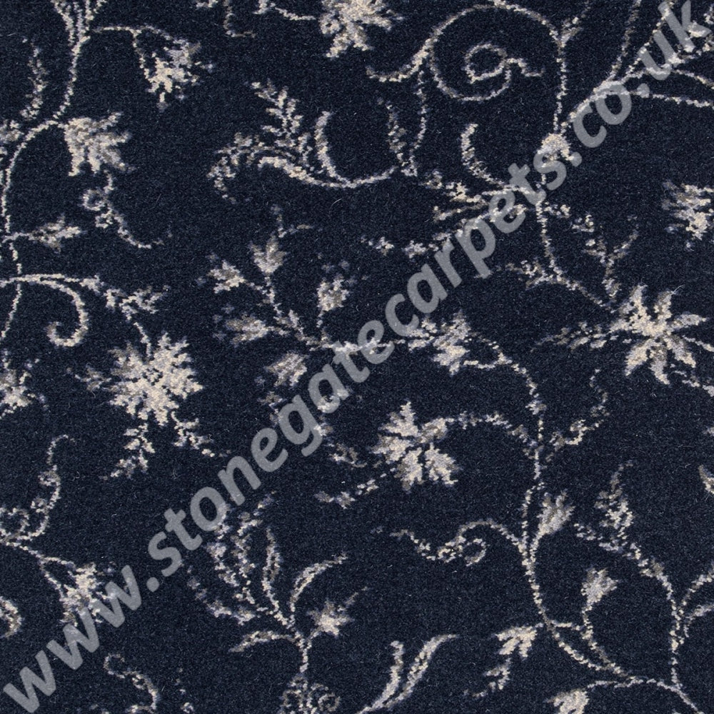 Brintons Carpets Classic Florals Nouveau Parterre French Blue 3/50366