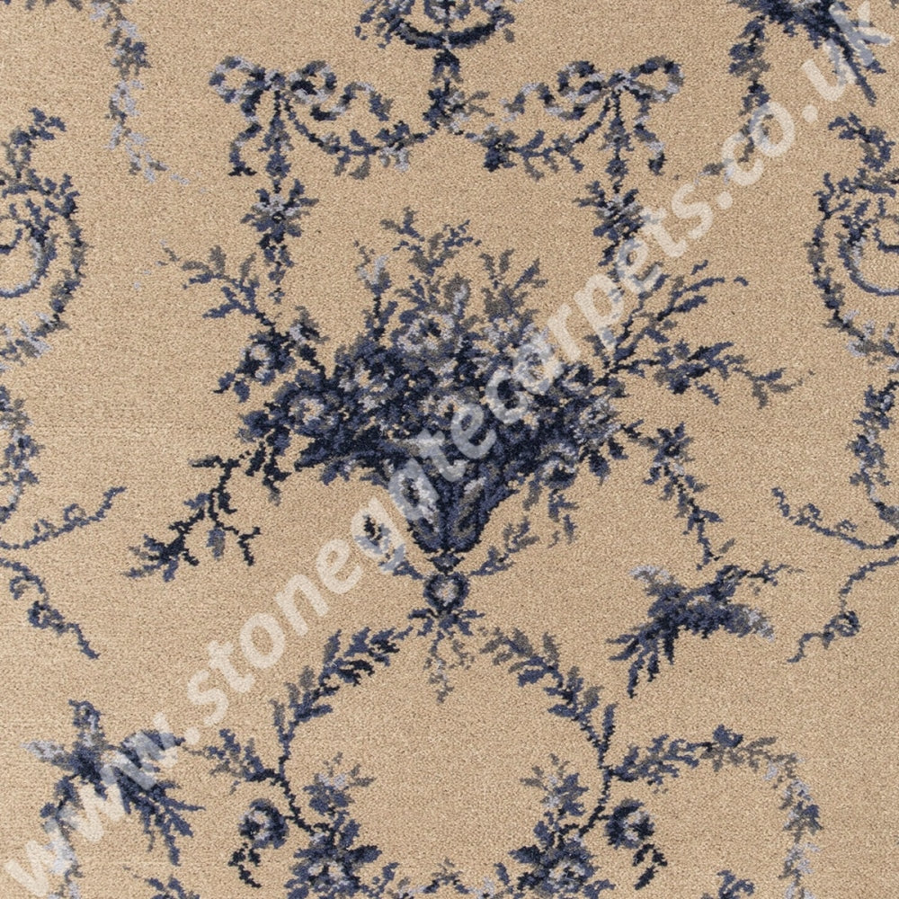 Brintons Carpets Classic Florals Nouveau Toile Empire Blue 3/50365