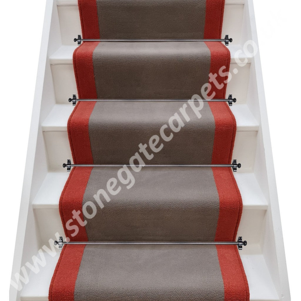 Brintons Carpets True Velvet Chrome & Majestic Tequila Stair Runner (Per Linear Metre)