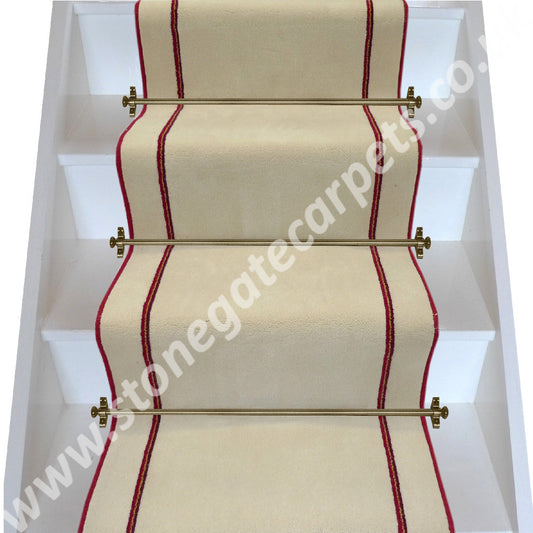 Brintons Carpets Majestic Moonshadow Raspberry Cream Stripe Stair Runner (per M)