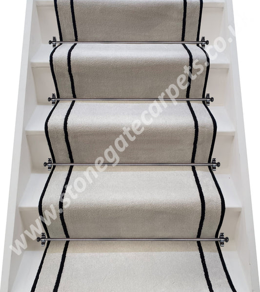 Westex Silken Velvet Calcite, Jet Insert & Calcite Stair Runner (Per Linear Metre)