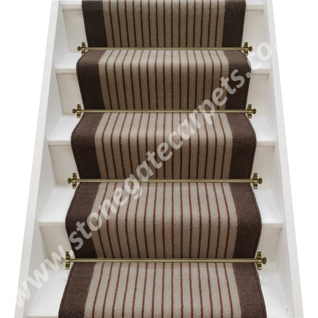 Brintons Stripes Collection Chocolate Bonbon & Moleskin Stair Runner (Per Linear Metre)