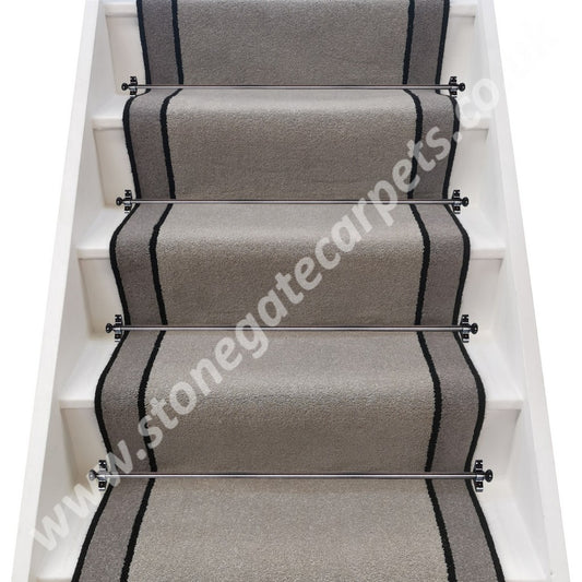 Ulster Carpets Grange Wilton French Grey, Black & Greyhound Stair Runner (Per Linear Metre)