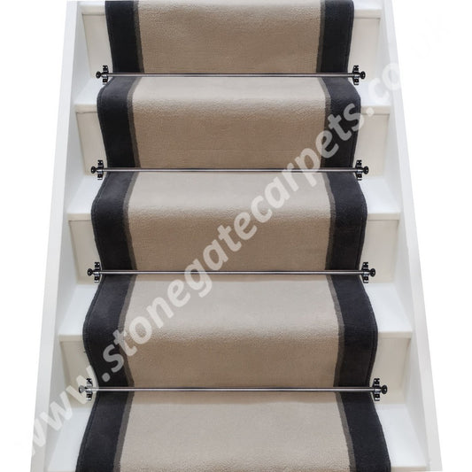 Ulster Carpets Ulster Velvet Chinchilla, Elephant & Charcoal Stair Runner (Per Linear Metre)