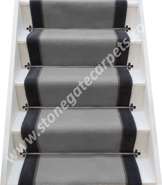 Ulster Carpets Ulster Velvet Stove, Elephant & Charcoal Stair Runner (Per Linear Metre)