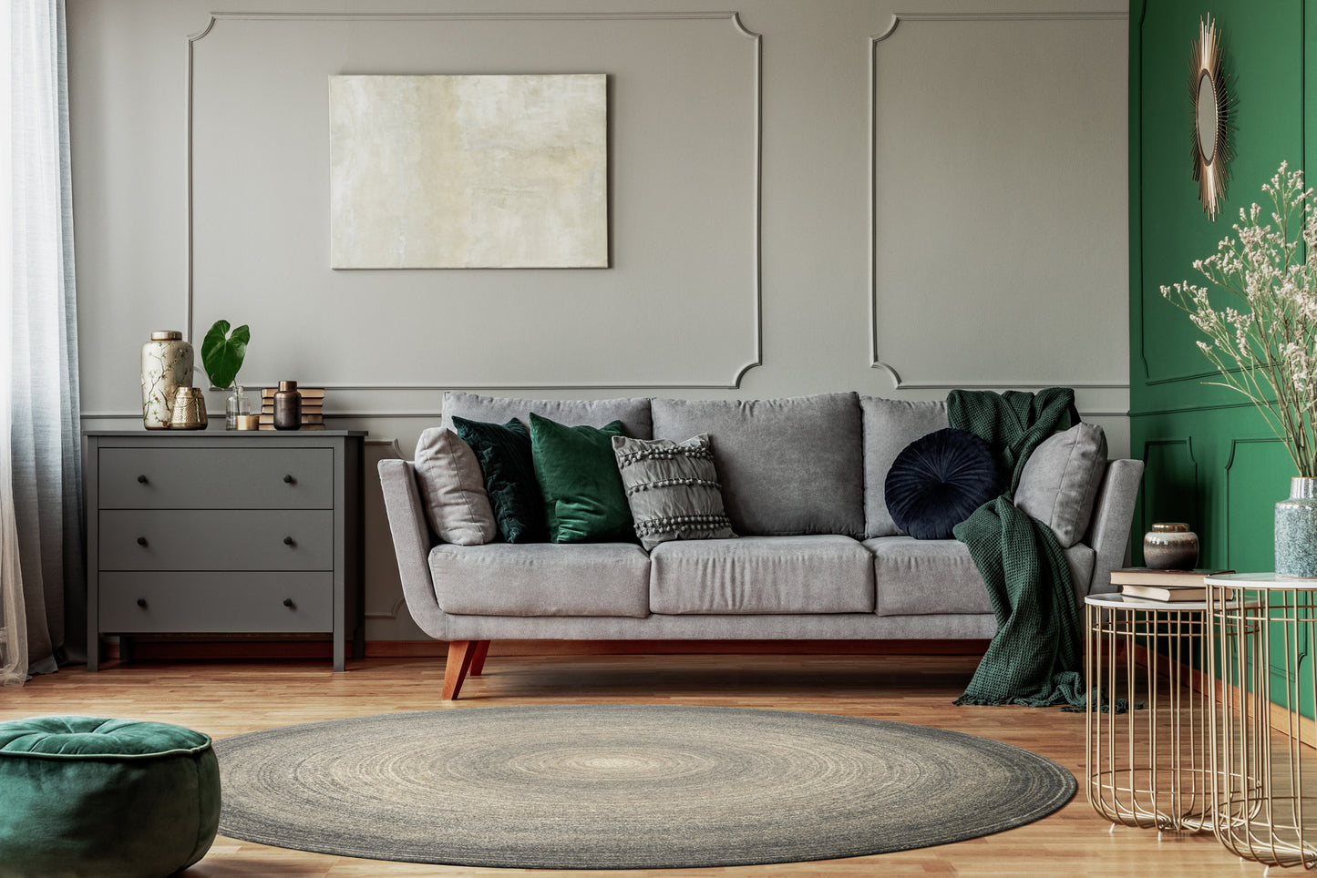 Agnella Rugs Calisia AIKO Light Grey Circle - 100% New Zealand Wool - Free Delivery