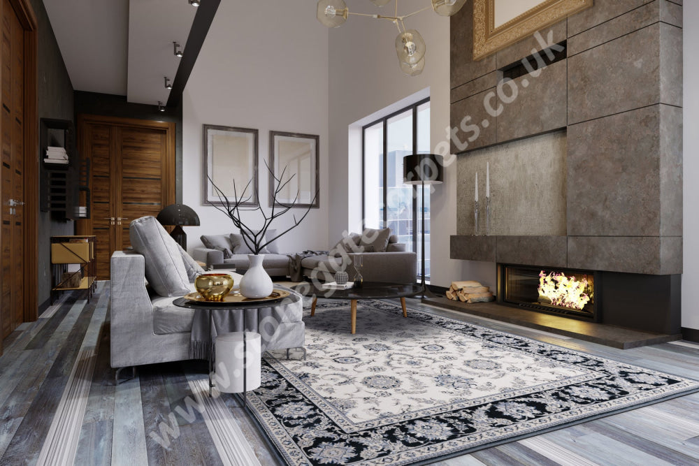 Agnella Rugs Isfahan ANAFI Polar White - 100% New Zealand Wool - Free Delivery