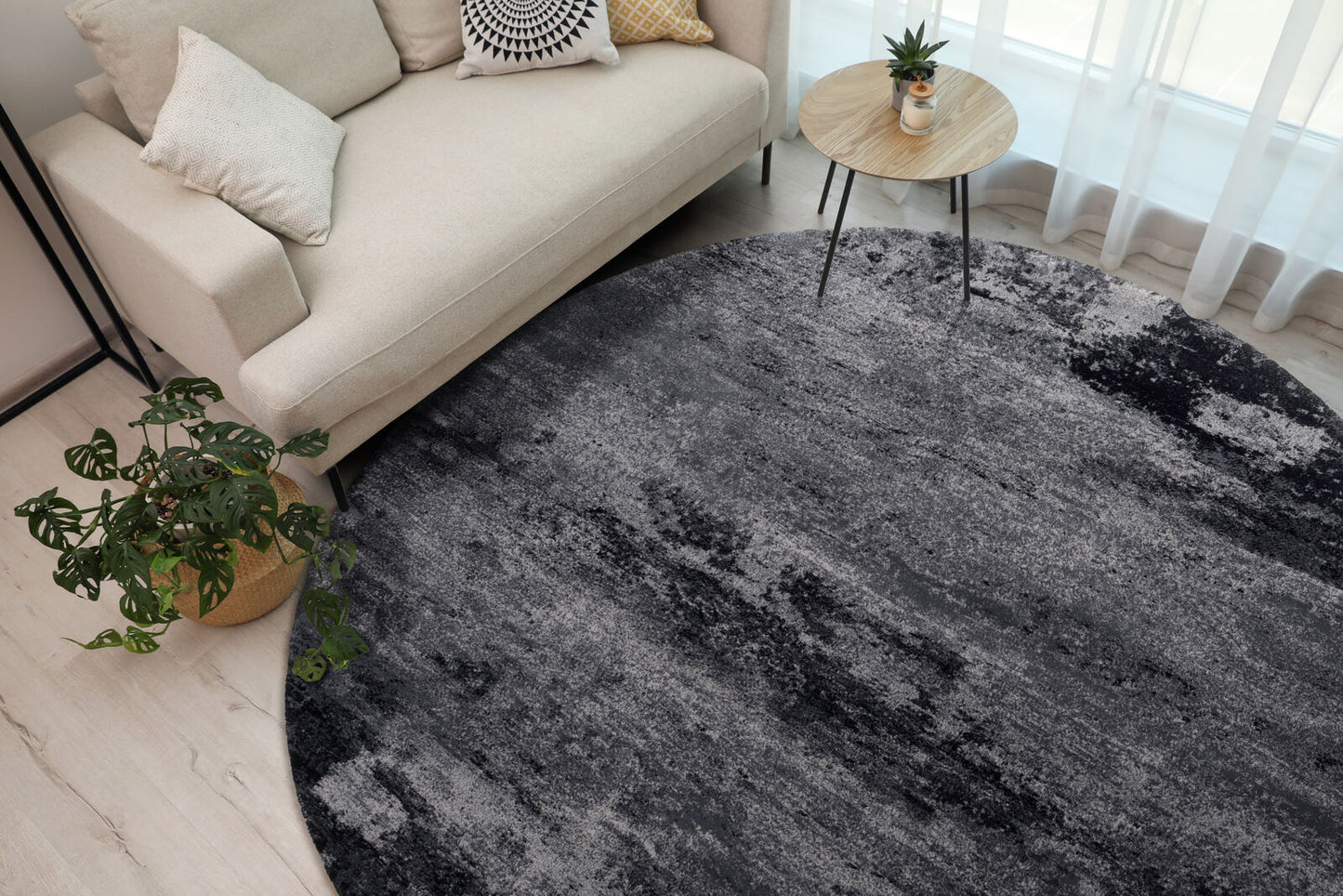 Agnella Rugs Calisia BRAN Grey Circle - 100% New Zealand Wool - Free Delivery