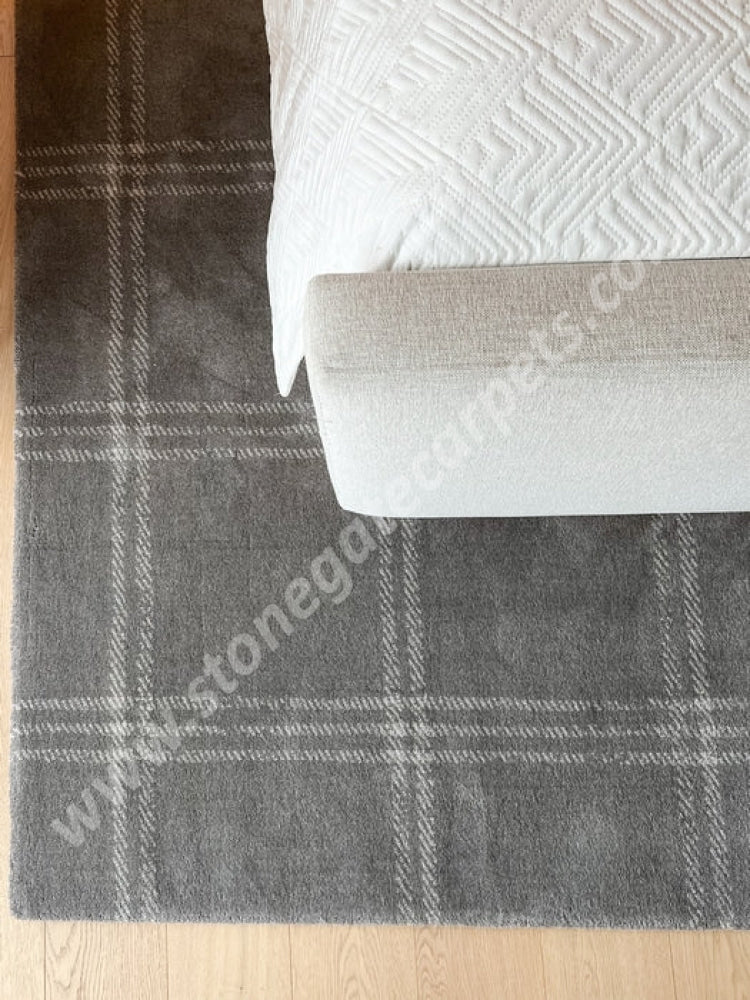 Agnella Rugs House Loves Calisia GRID PRIME Anthracite - 100% New Zealand Wool - Free Delivery