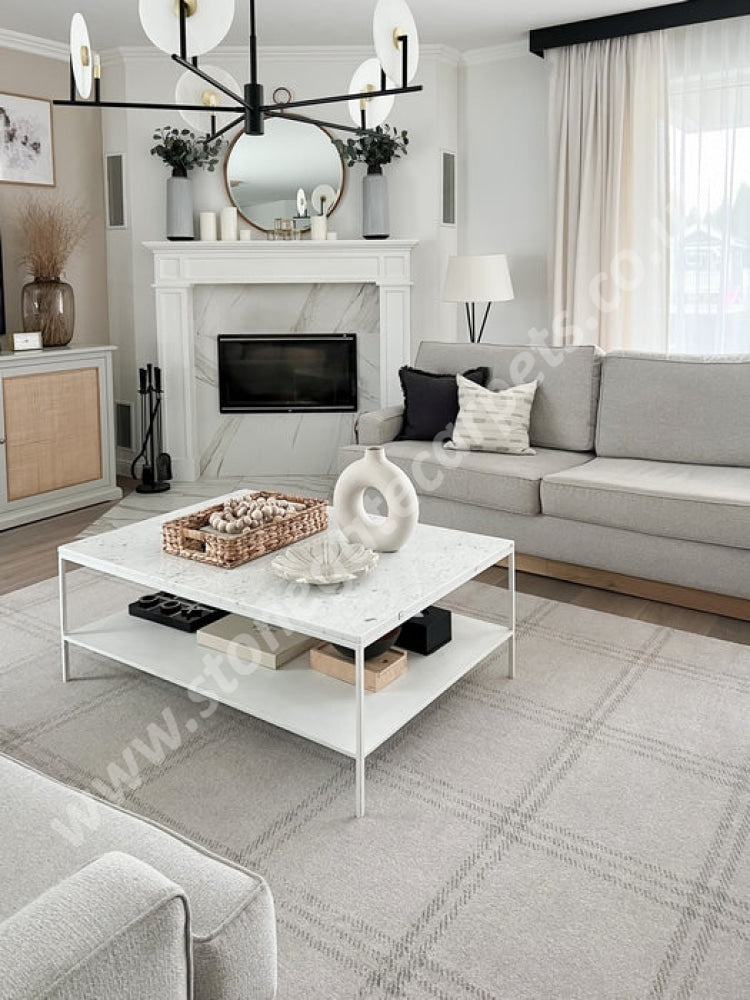 Agnella Rugs House Loves Calisia GRID PRIME Sand - 100% New Zealand Wool - Free Delivery