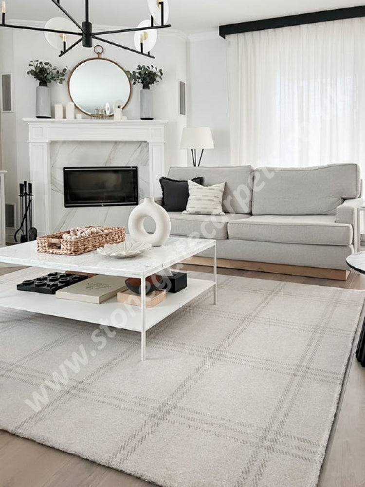 Agnella Rugs House Loves Calisia GRID PRIME Sand - 100% New Zealand Wool - Free Delivery