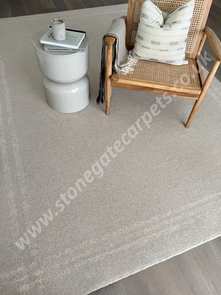 Agnella Rugs House Loves Calisia GRID RIM Beige - 100% New Zealand Wool - Free Delivery
