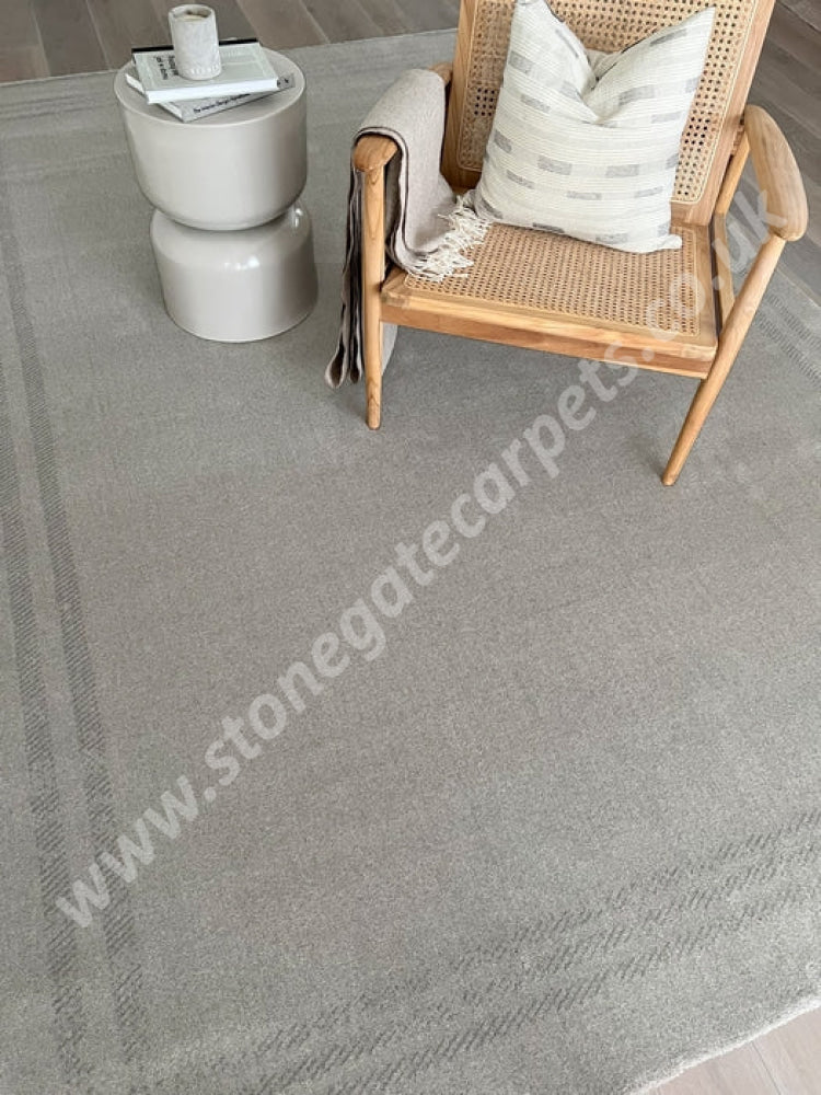 Agnella Rugs House Loves Calisia GRID RIM Grey- 100% New Zealand Wool - Free Delivery