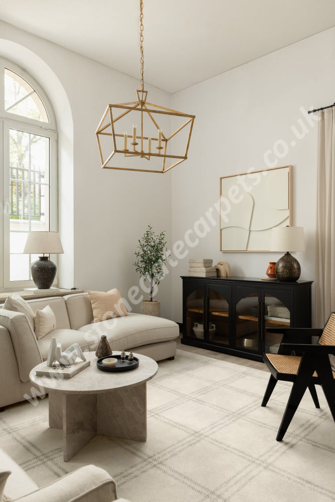 Agnella Rugs House Loves Calisia GRID PRIME Sand - 100% New Zealand Wool - Free Delivery
