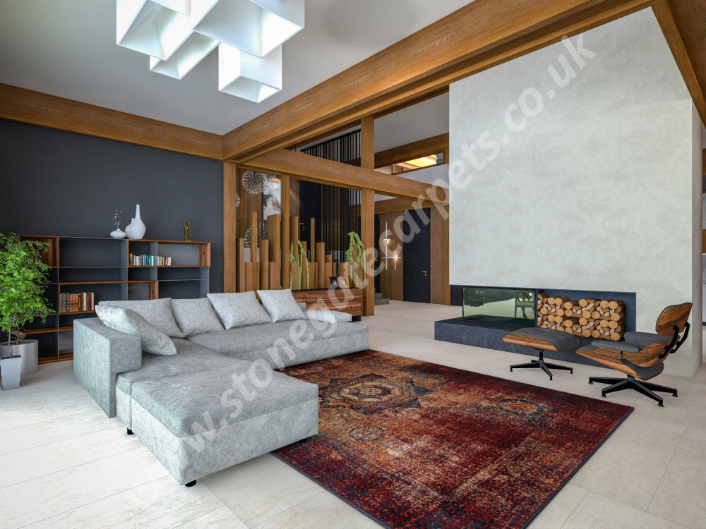 Agnella Rugs Isfahan BASZRA Dark Red - 100% New Zealand Wool - Free Delivery