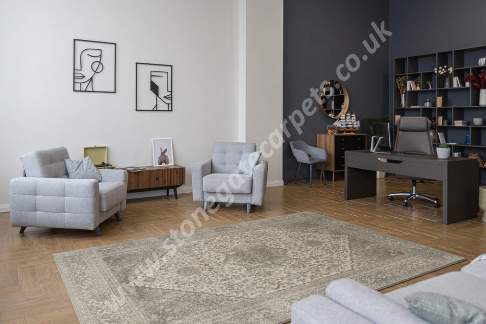 Agnella Rugs Isfahan LURIETA Light Grey - 100% Undyed New Zealand Wool - Free Delivery