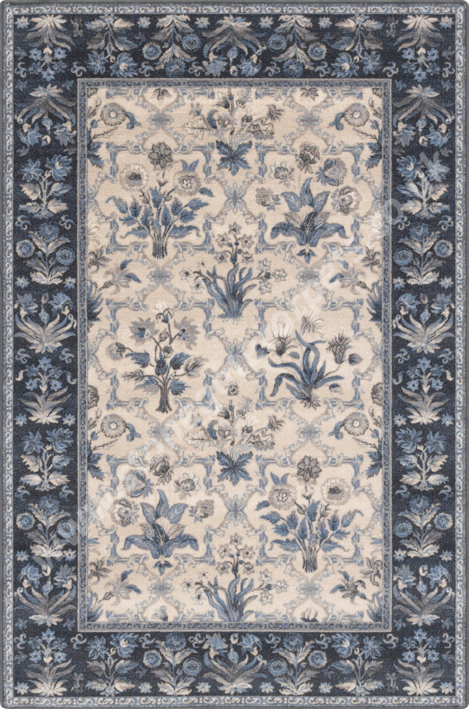 Agnella Rugs Isfahan OLANDIA Blue- 100% New Zealand Wool - Free Delivery