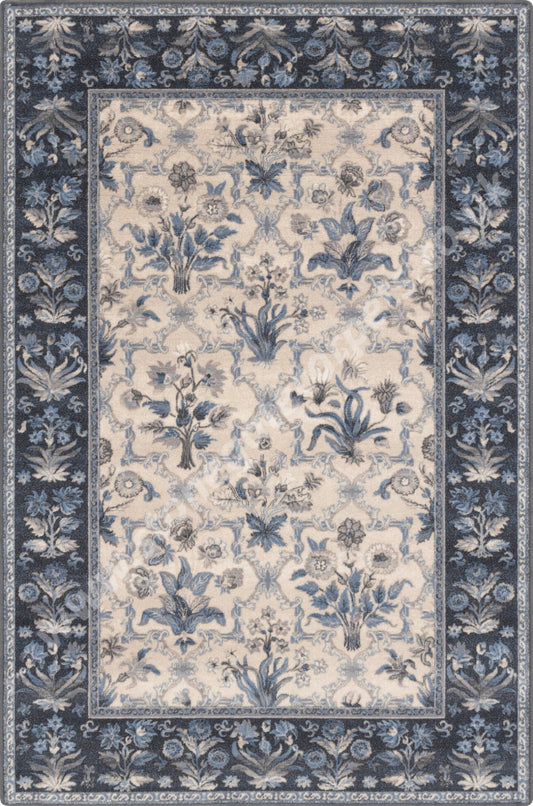 Agnella Rugs Isfahan OLANDIA Blue- 100% New Zealand Wool - Free Delivery