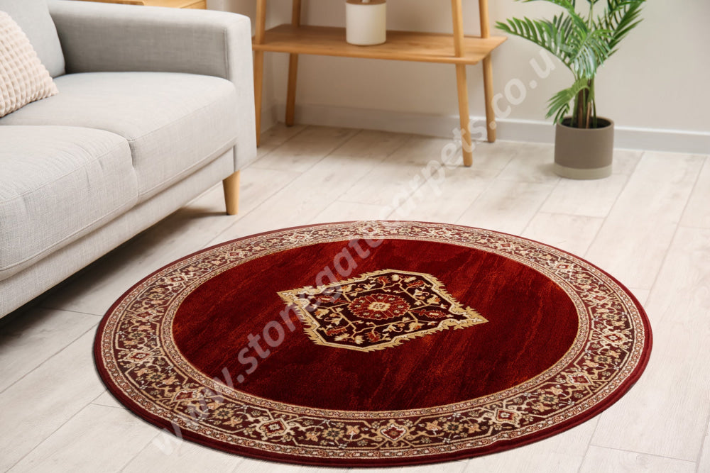Agnella Rugs Isfahan URIASZ Ruby Circle - 100% New Zealand Wool - Free Delivery