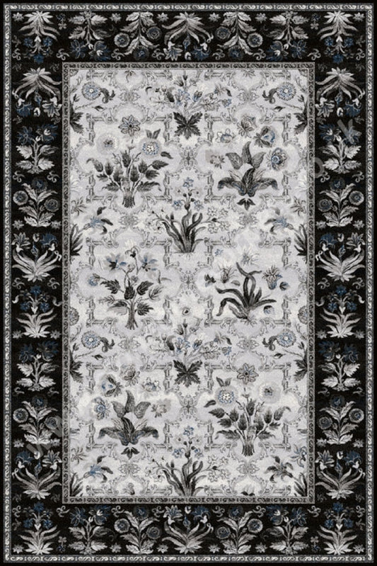 Agnella Rugs Isfahan OLANDIA Black - 100% New Zealand Wool - Free Delivery