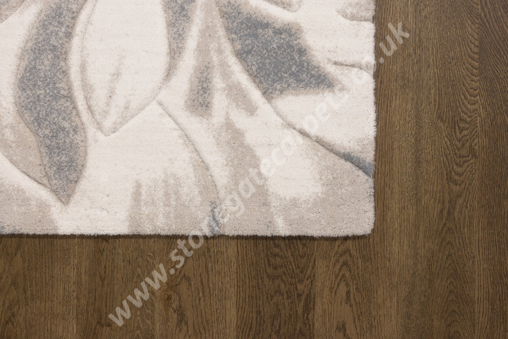 Agnella Rugs Opal FLOWERS Beige - Cut Pile with Carving - 100%  New Zealand Wool - Free Delivery
