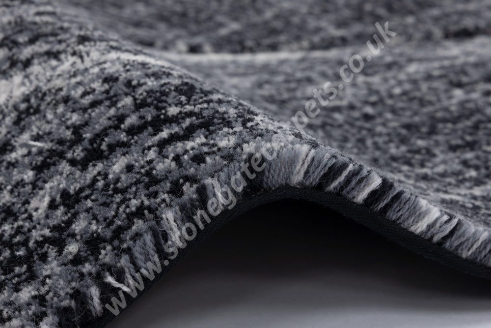 Agnella Rugs Opal FRACTALS Black - Cut Pile with Carving - 100%  New Zealand Wool - Free Delivery