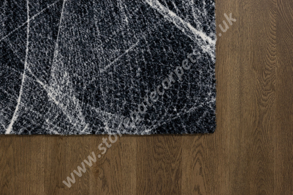Agnella Rugs Opal FRACTALS Black - Cut Pile with Carving - 100%  New Zealand Wool - Free Delivery