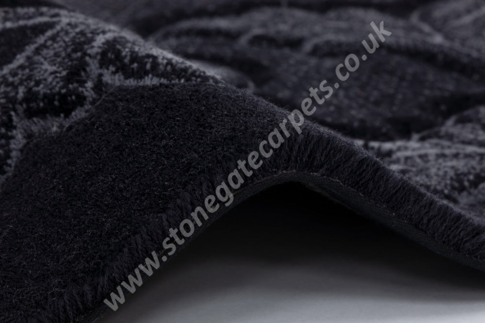 Agnella Rugs Opal MARIE Black - Cut Pile with Carving - 100%  New Zealand Wool - Free Delivery